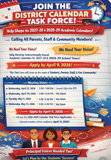 Join the district calendar task force! Flyer